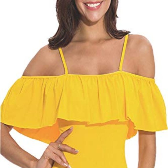 Shely1 Pc Yellow with Ruffle and Shoulder Straps - Picture 4 of 5